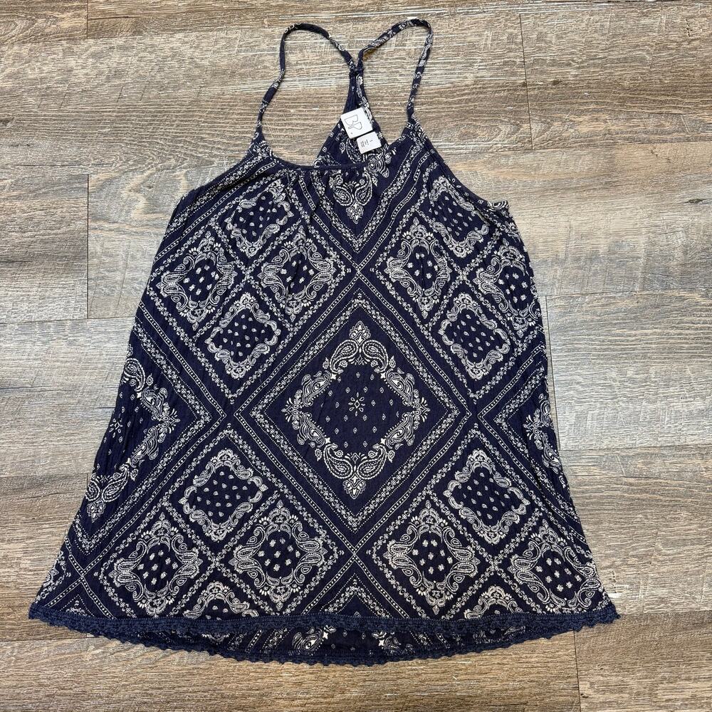BP. Nordstrom Navy Paisley Bandana Print Racerback Tank Top